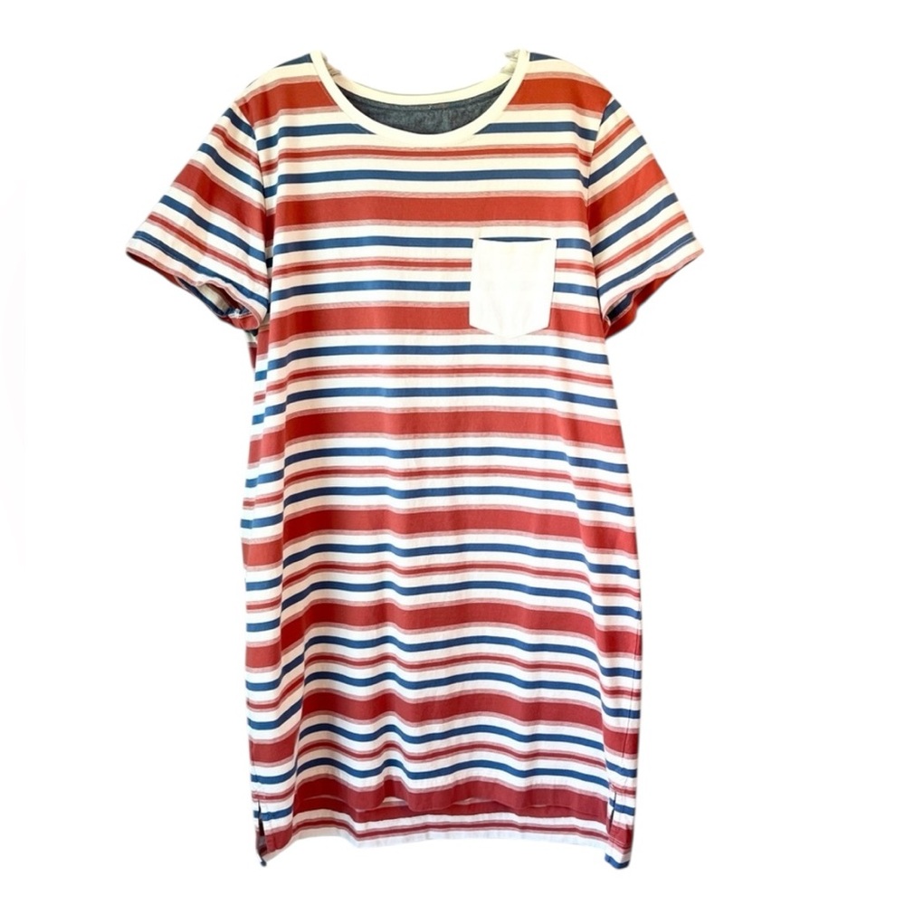 L.L. Bean Signature Striped Cotton Short Sleeve T-Shirt Dress Medium